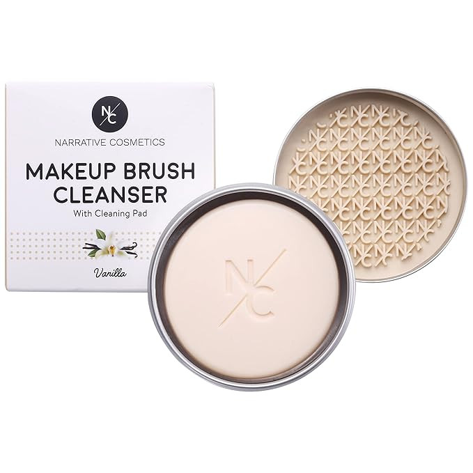 Narrative Cosmetics Makeup Brush Cleaner Soap with Silicone Scrubber Pad | Solid Cleanser for Bru... | Amazon (US)