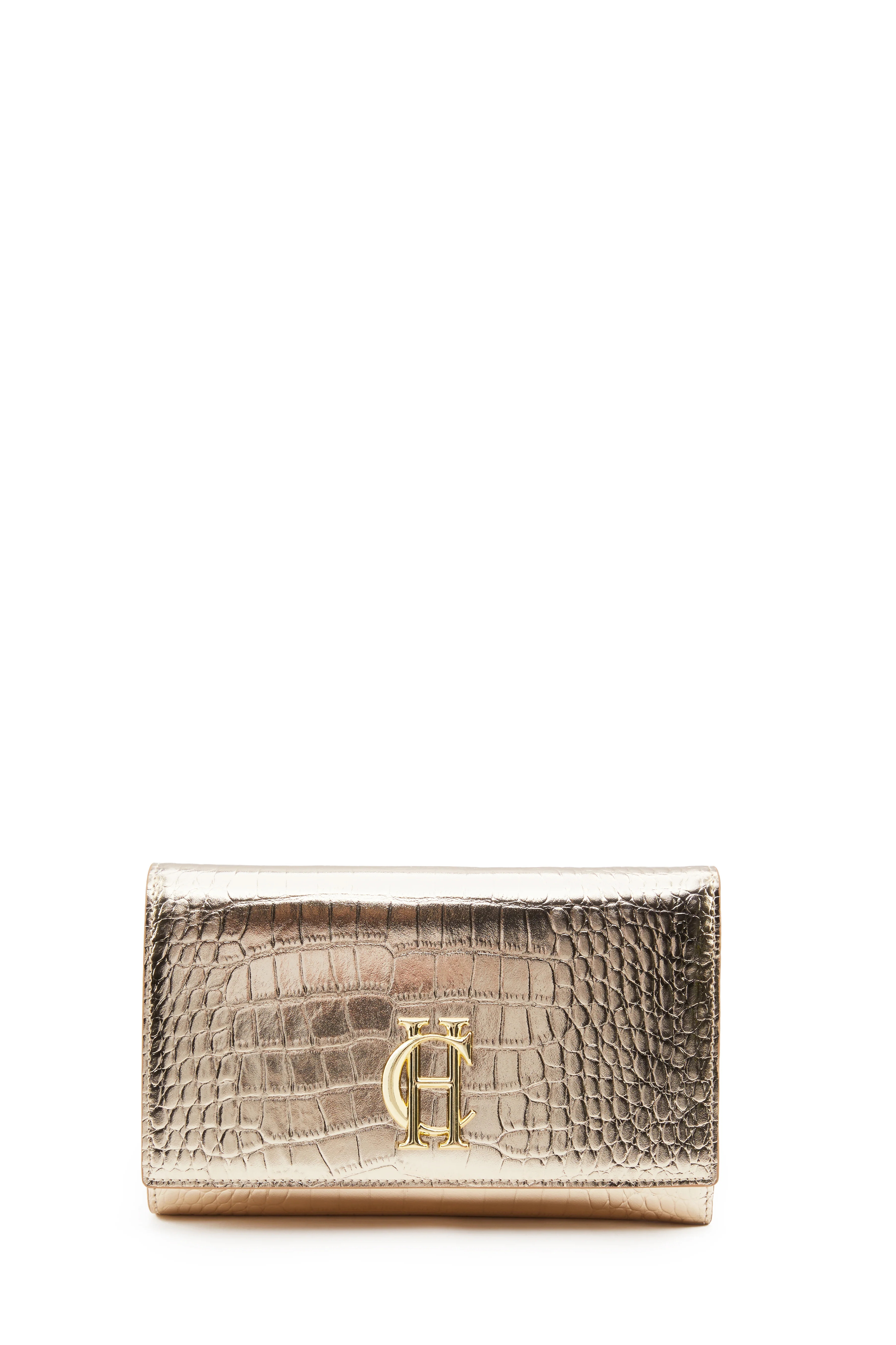 Highbury Clutch Bag (Gold Croc) | Holland Cooper