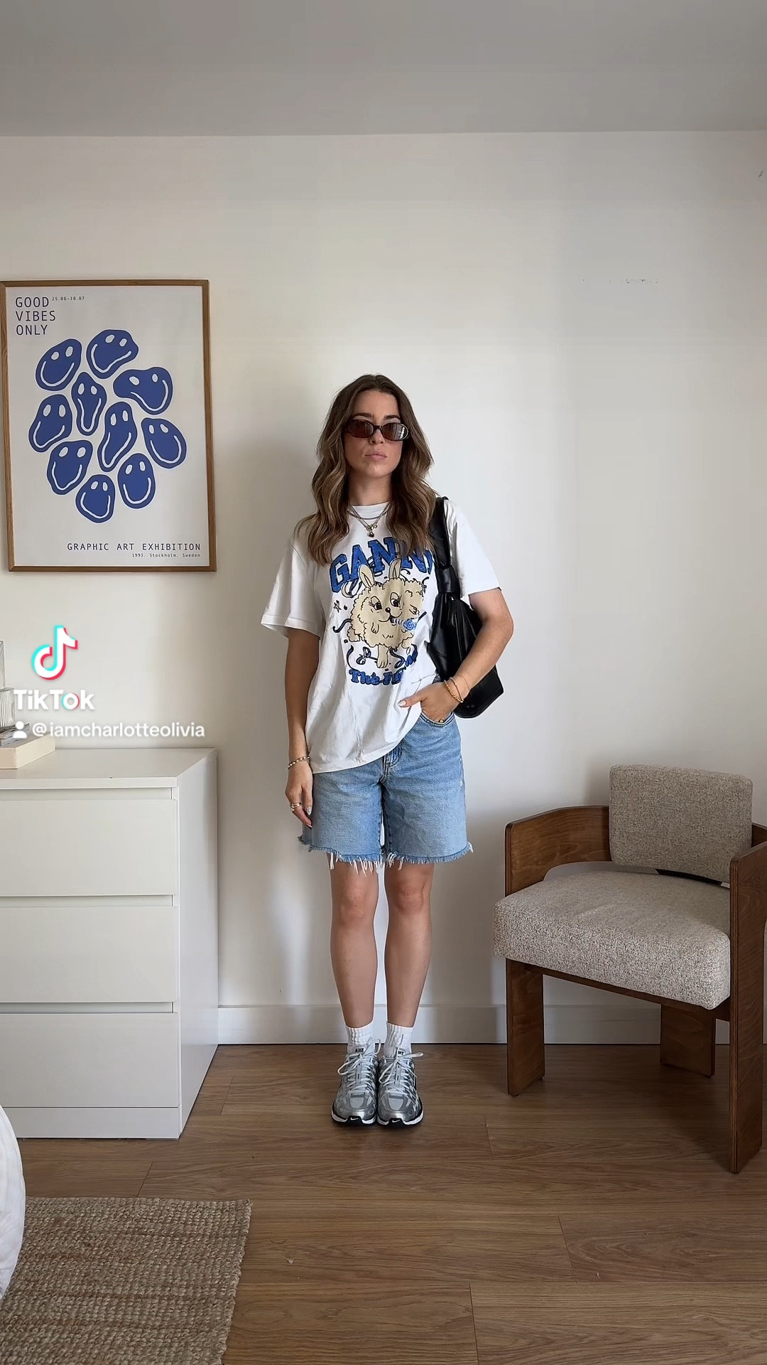 Ganni t shirt, jorts, denim shorts, summer outfit, heatwave outfit, hot weather outfit, Nike p-6000



#LTKstyletip #LTKuk