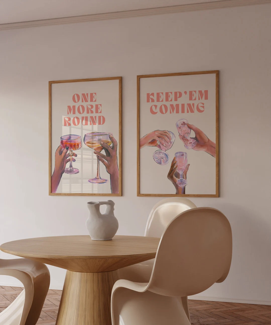 Cocktail Print Set Of 2 DIGITAL DOWNLOAD Vintage Liquor Poster Bar Cart Wall Art One More Round K... | Etsy (US)