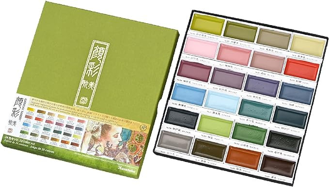 Kuretake GANSAI TAMBI Watercolor Paint Set 24 Colors II - Art nouveau, Professional-quality art s... | Amazon (US)