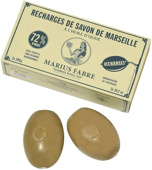 Marius Fabre Olive Oil Marseilles Soap Refills for Wall-Mount Rotating Holder (2x290g,2x10.2oz) | Amazon (US)