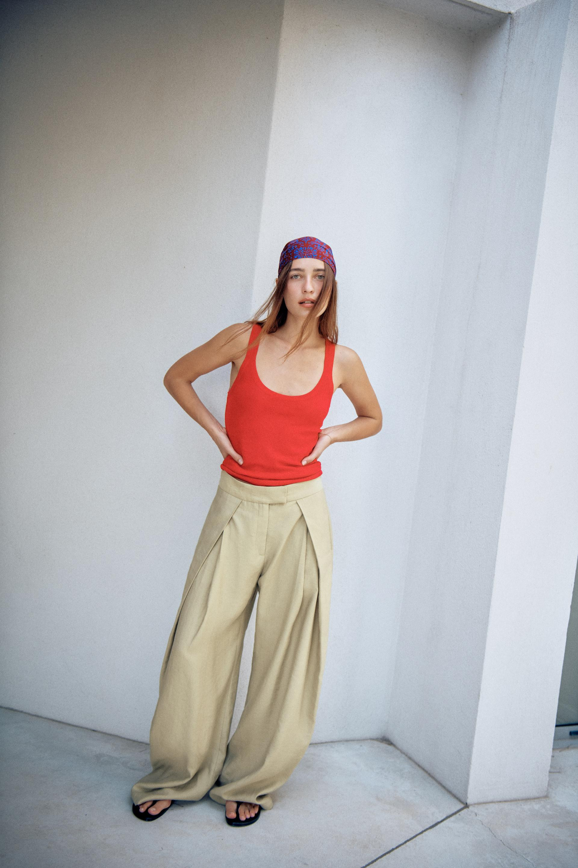 Zara - Zw Collection Wide Leg Pleated Pants - Women - Navy Blue - Women | Zara US