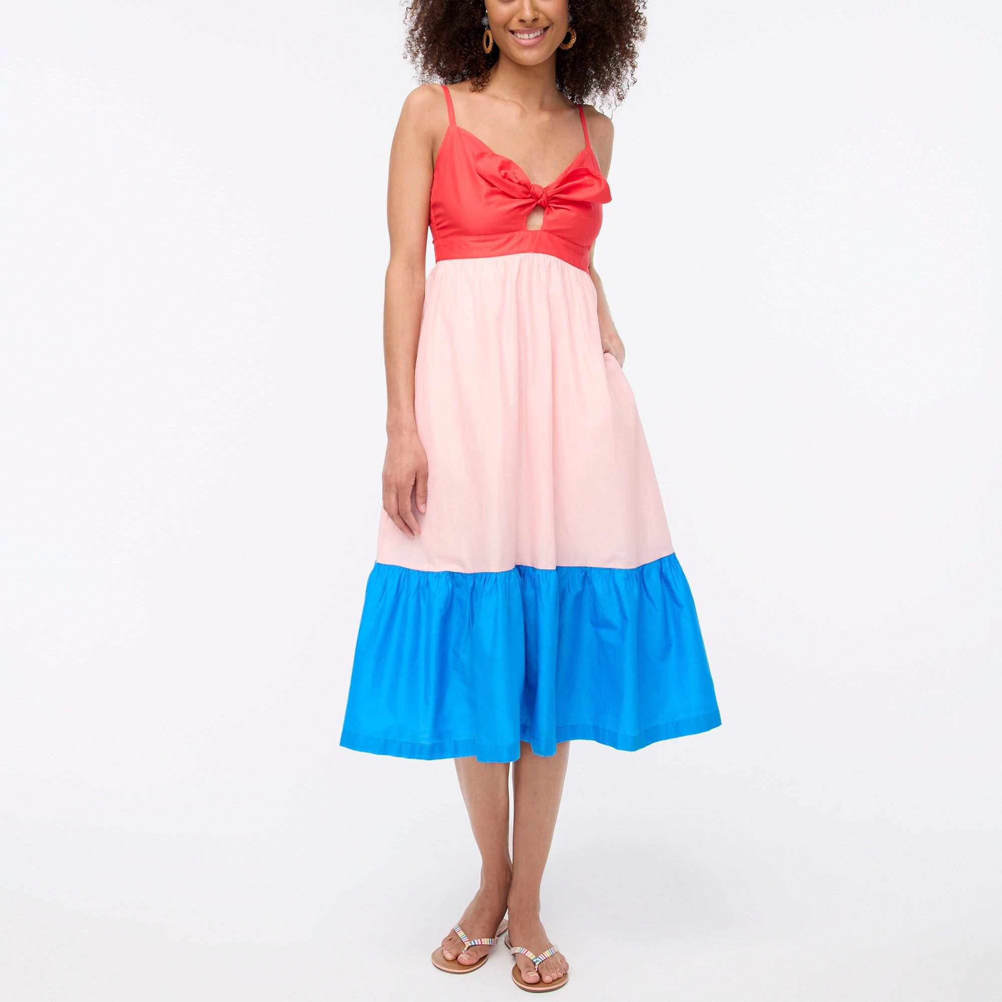 Colorblock tie-front cutout midi dress | J.Crew Factory