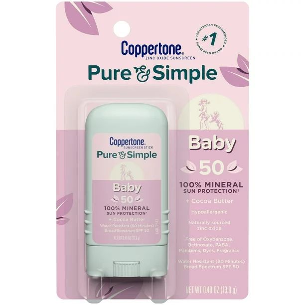 Coppertone Pure and Simple Baby Sunscreen Stick, SPF 50, 0.49 Oz | Walmart (US)