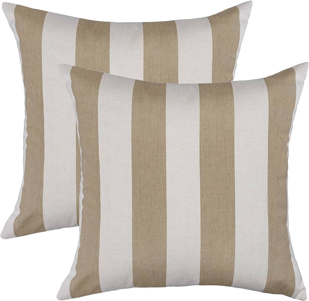 Sunbrella Maxim Heather Beige Stripe Pillow Set, Decorative Pillows, Living Room Throw Pillow Set... | Amazon (US)