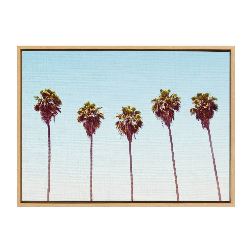 23"" x 33"" Sylvie Five Palms Framed Canvas by Simon Te Natural - Kate and Laurel | Target