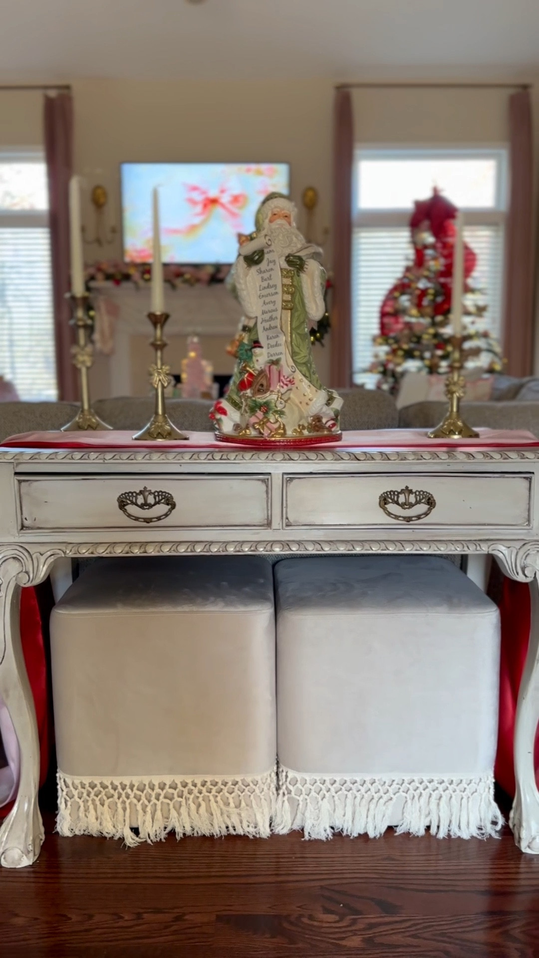 Christmas home decorating in classic reds! Console table styling that will bring on the holiday cheer 🎄

Amazon find 
Christmas decorations 
Christmas styling 
Red classic Christmas 
Pink Christmas 
Bows 

#LTKSeasonal #LTKHoliday #LTKHome