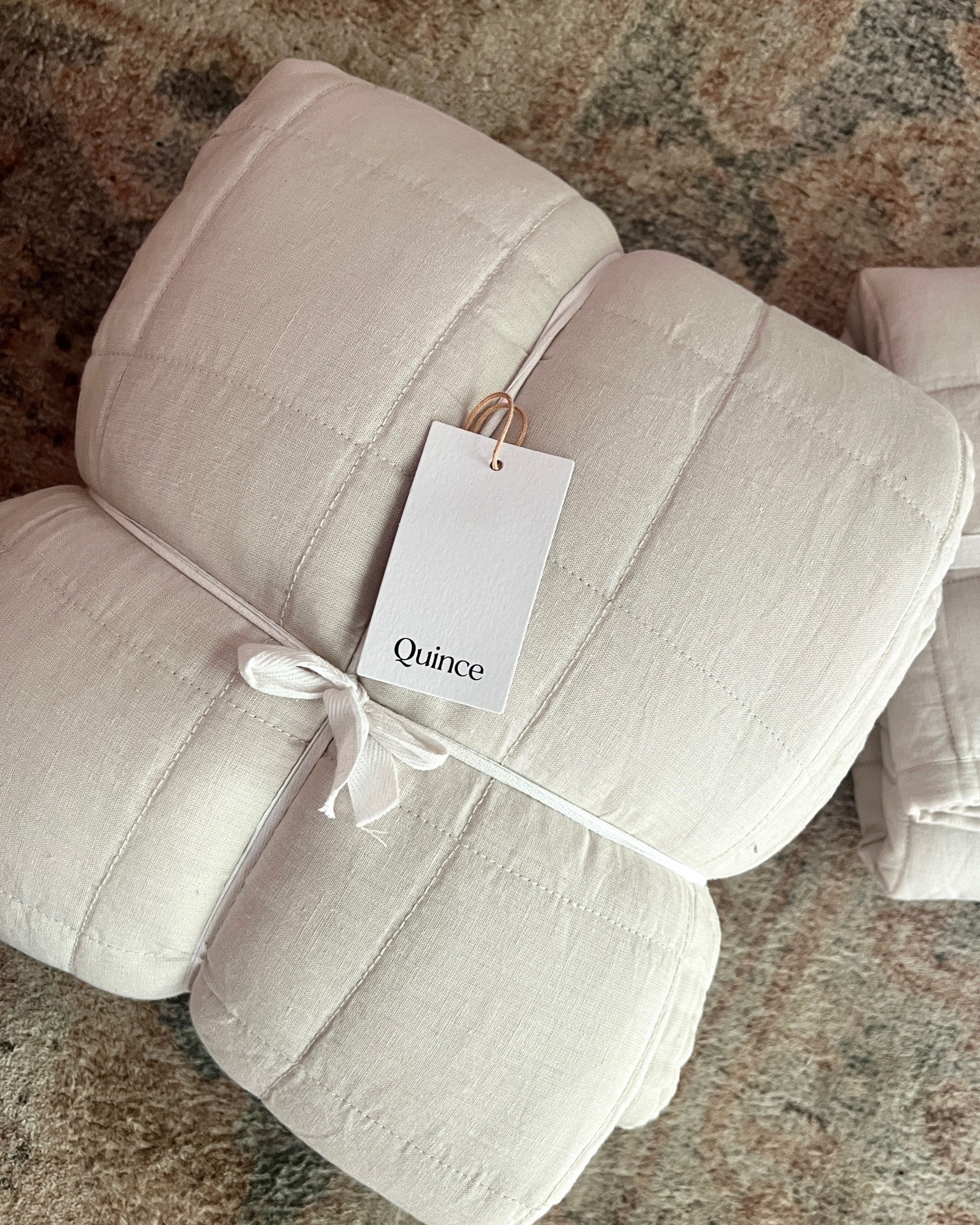 European linen quilt! Reminds me of a much pricier version from a very popular retailer! Sells out fast!