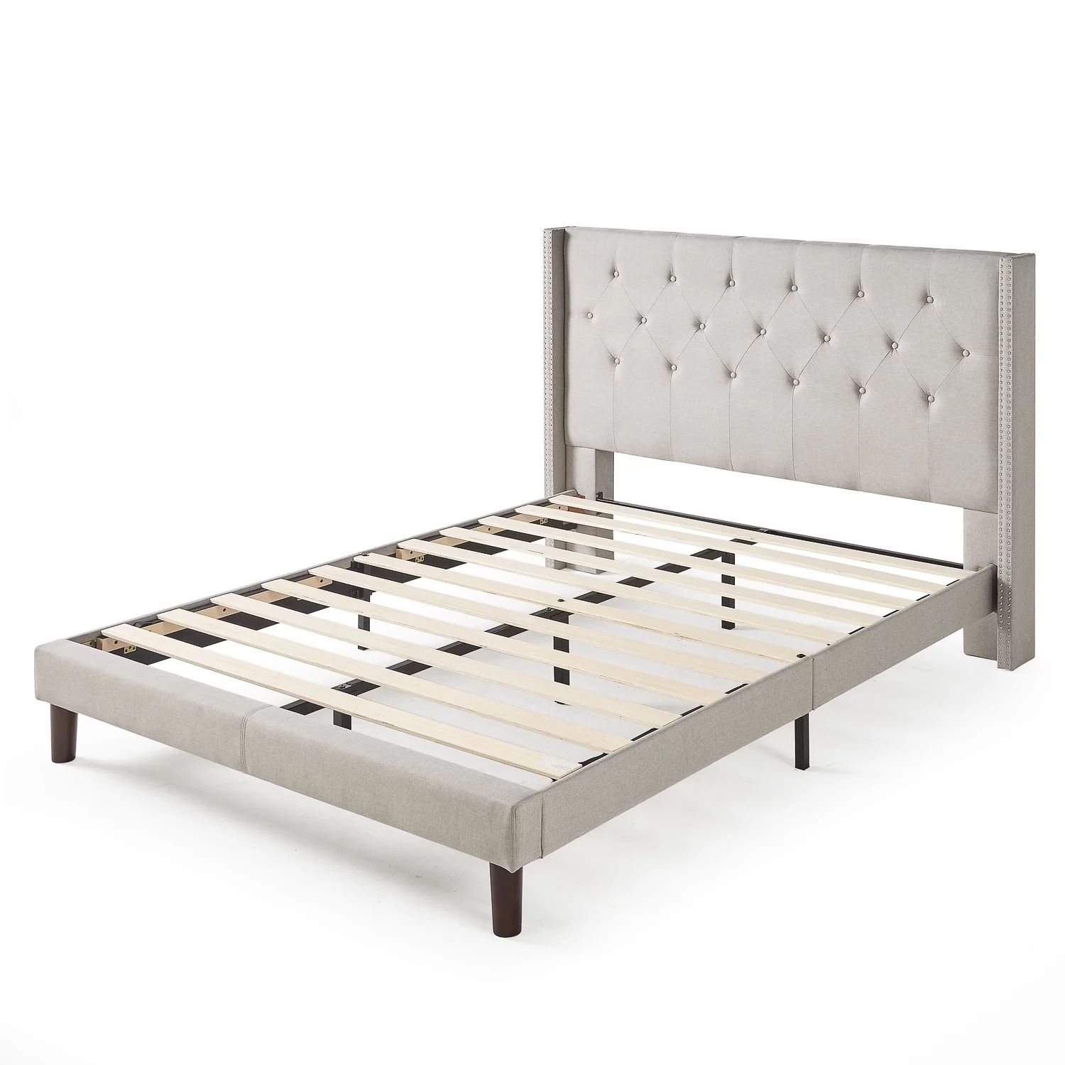 Zinus 51" Annette Upholstered Platform Bed Frame, King, Light Grey | Walmart (US)