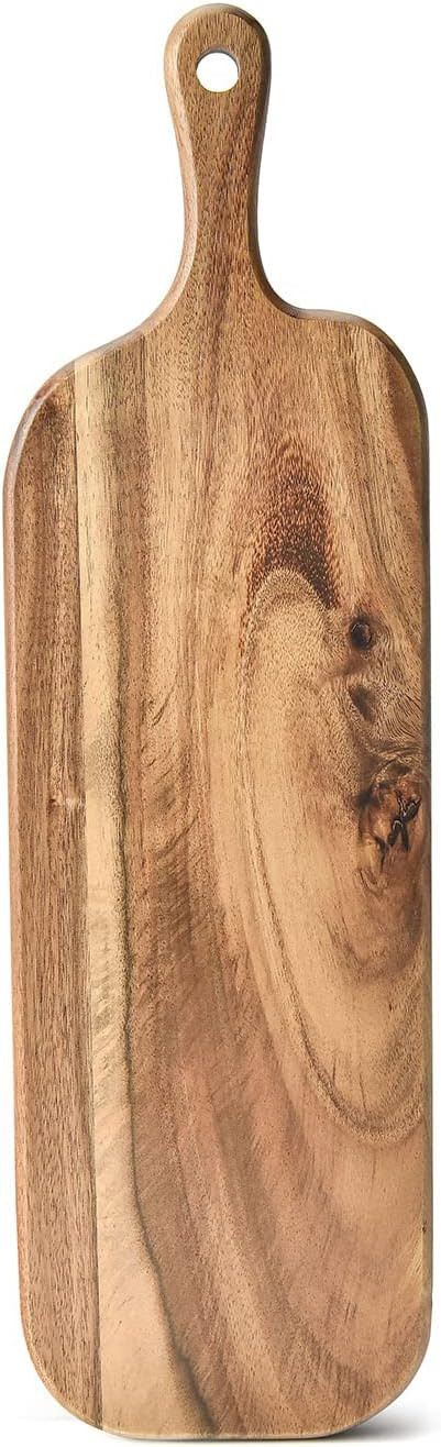 BILL.F Acacia Wood Cutting Board with Handle Small Size Long Wooden Charcuterie Board Paddle Chee... | Amazon (US)