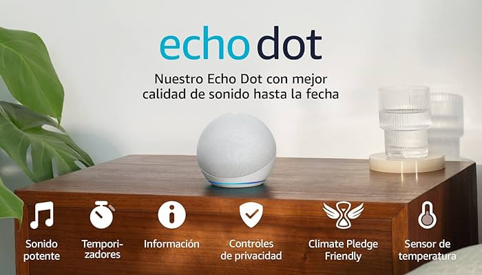 Echo Dot (5.ª generación, modelo de 2022) | Altavoz inteligente Bluetooth con Alexa | Blanco | Amazon (ES)
