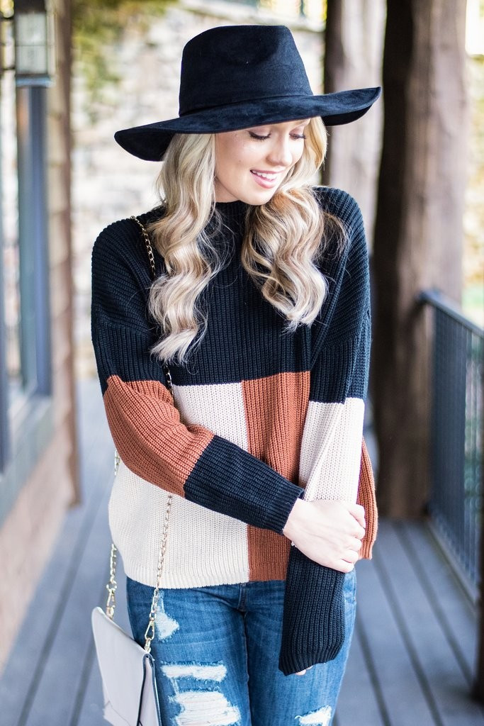More To Love Black Colorblock Sweater | The Mint Julep Boutique