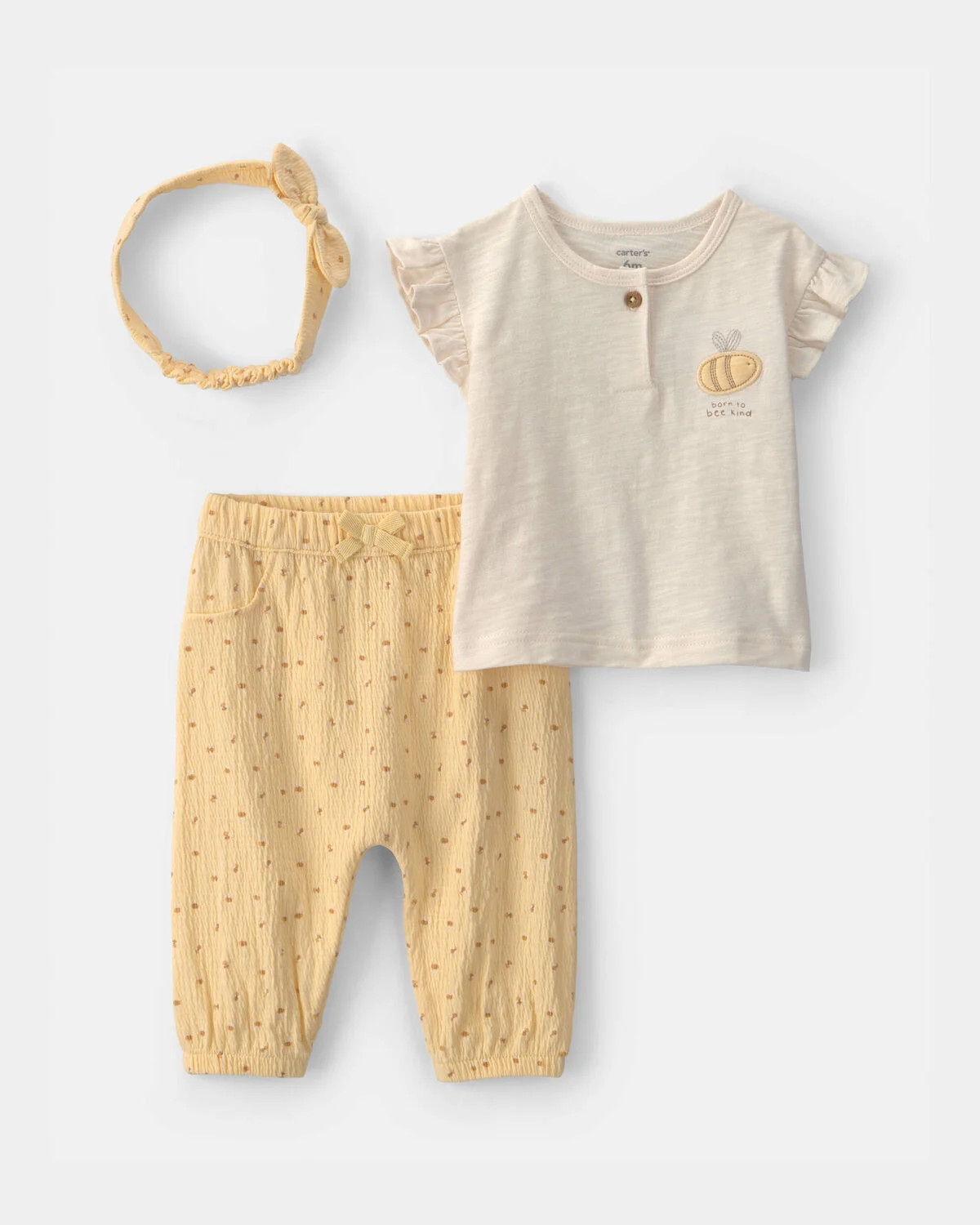Baby Girl 3-Piece Bee Top & Pant Set - Yellow | Carter's | Carter's Inc