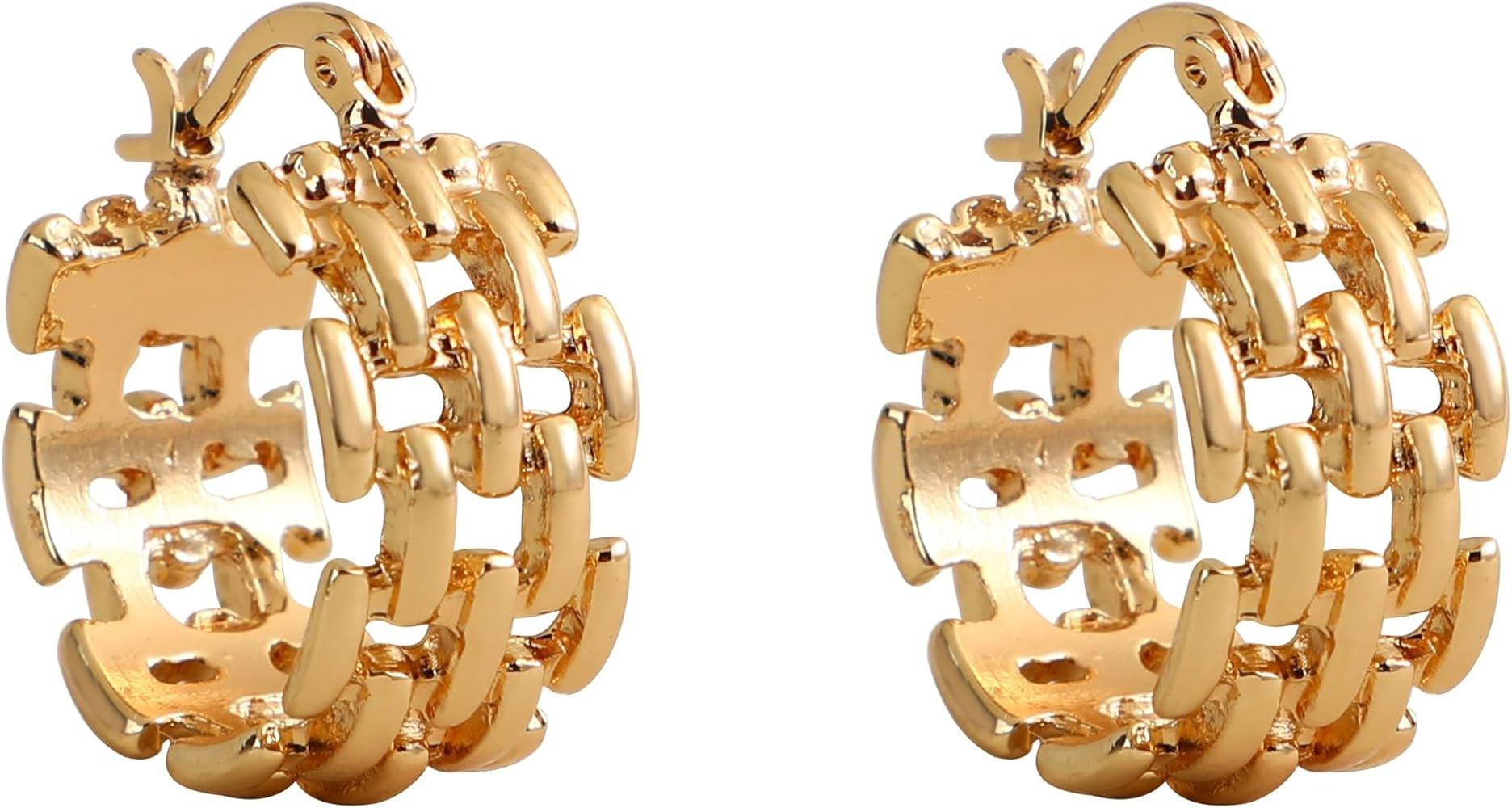 XZE 14K Gold Plated Hoop Earrings for Women Classic Braided Gold Hoop Earrings Lightweight Chunky... | Amazon (US)