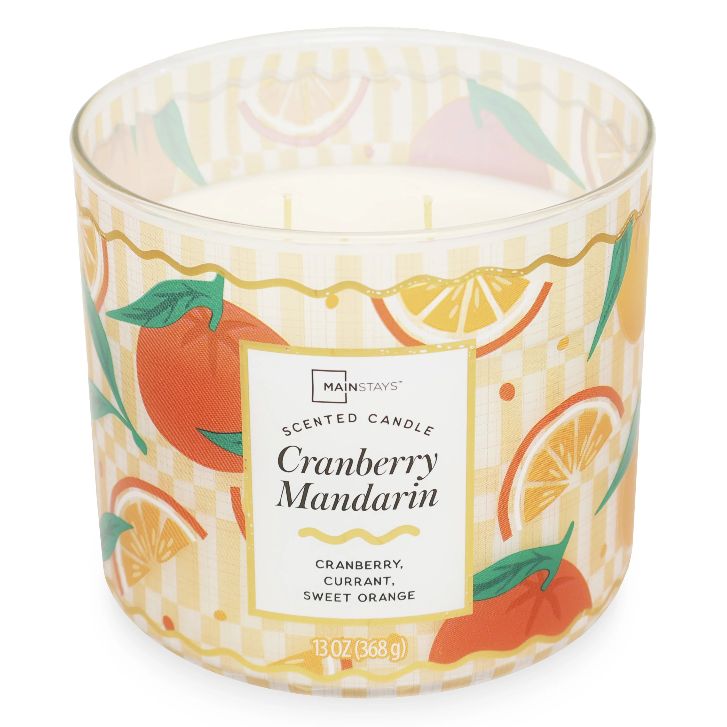 Mainstays Cranberry Mandarin 3-Wick Fragrance Candle with Decorative Wrap, 13-Ounce | Walmart (US)