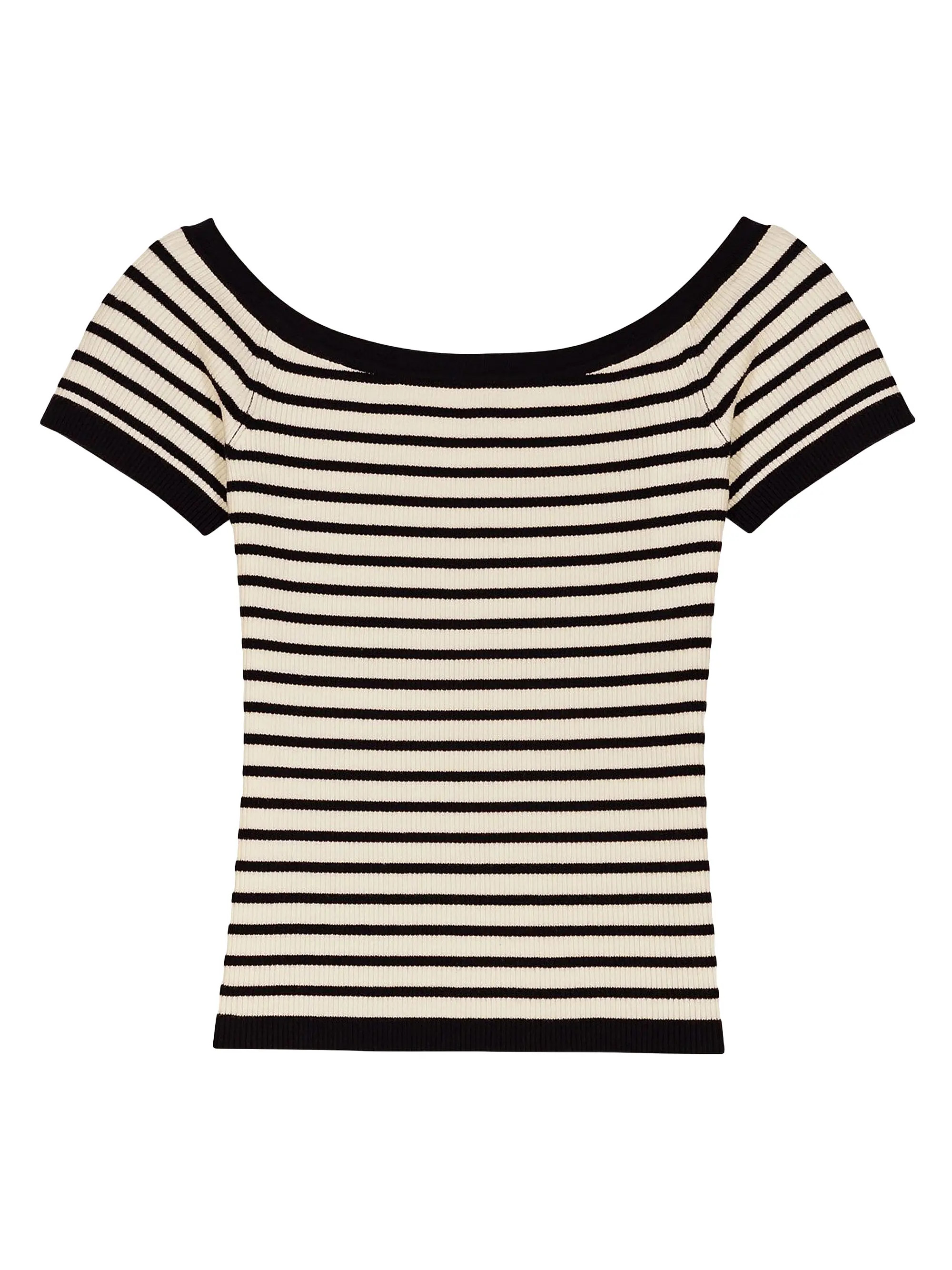 Rib Knit Short Sleeve Boat Neck Top | Saks Fifth Avenue