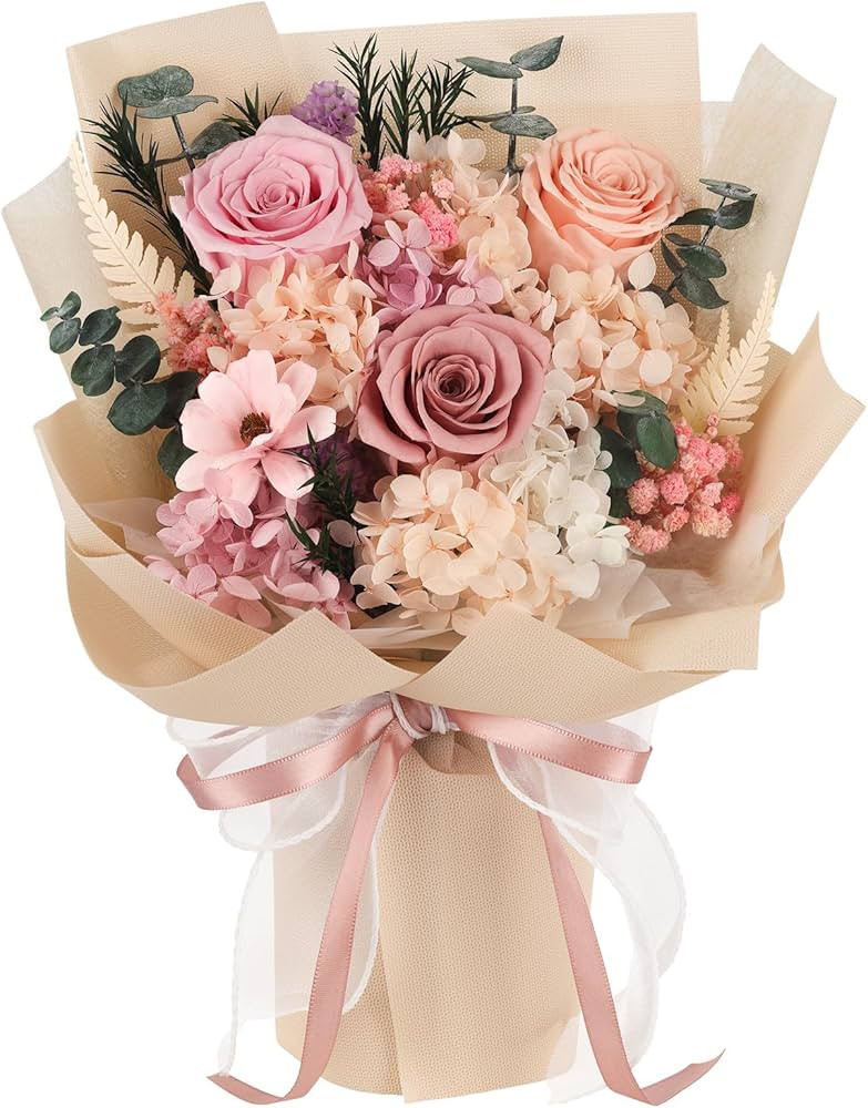 Flowers for Delivery Prime Preserved Flower Bouquet That Last 3-5 Years Real Forever Rose Bouquet... | Amazon (US)