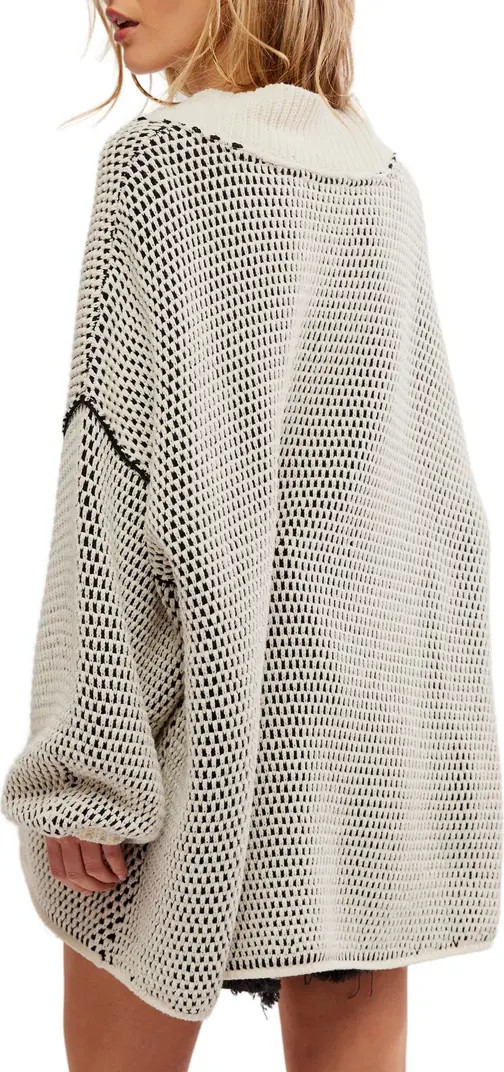 Free People Maisie Oversize Sweater in Midnight Cedar Combo at Nordstrom, Size X-Small | Nordstrom