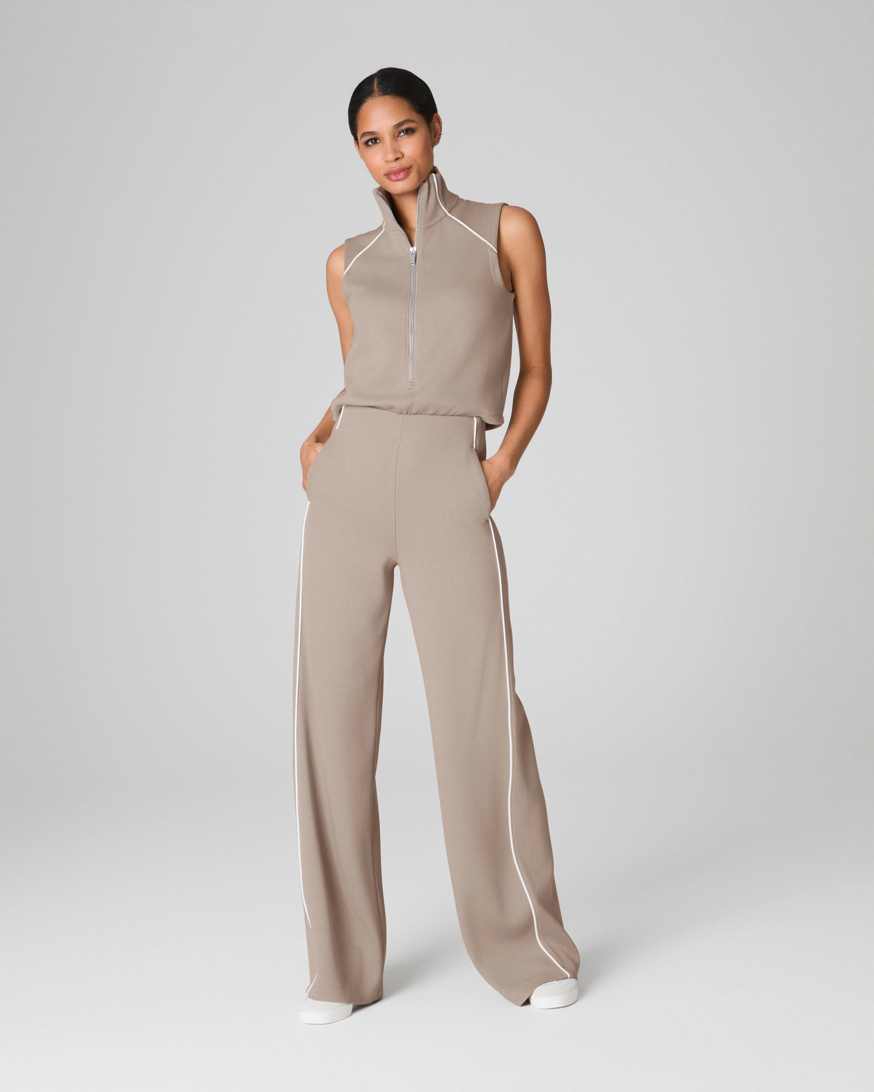 AirEssentials Pique Sleeveless Mockneck Jumpsuit | SPANX | Spanx Canada