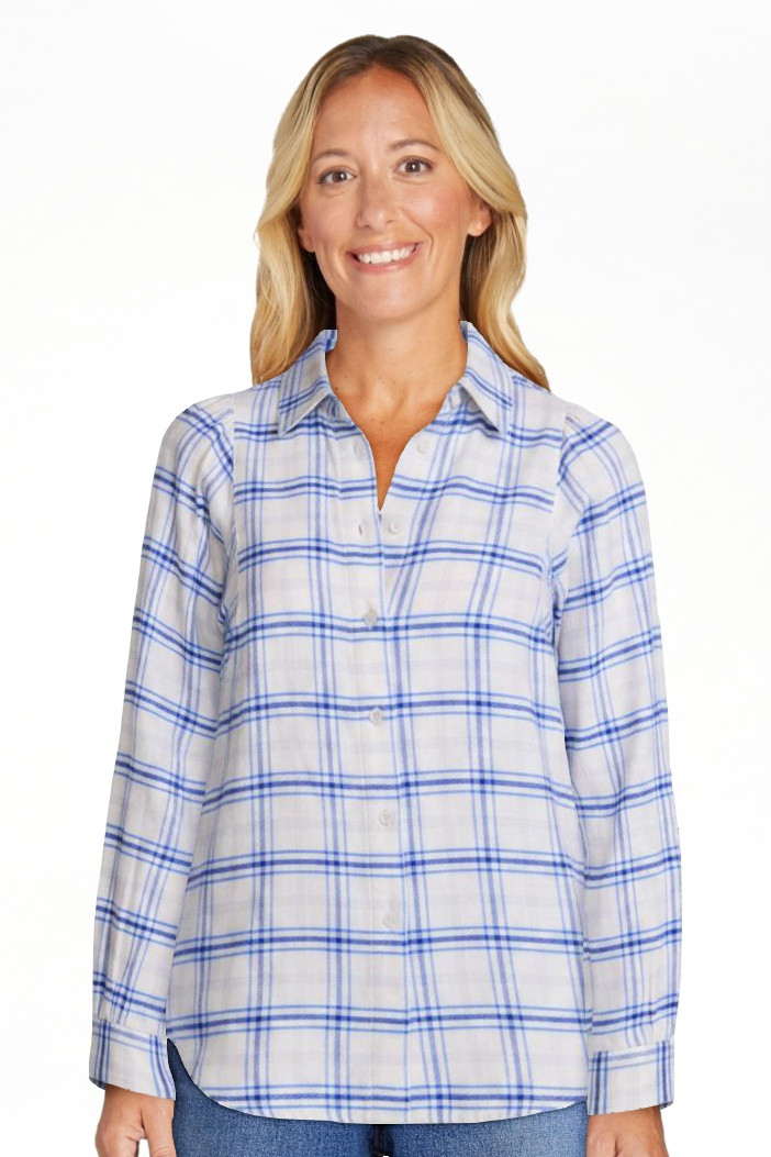 Scenario Women's Plaid Shirt with Long Puff Sleeves, Sizes XS-XXXL | Walmart (US)
