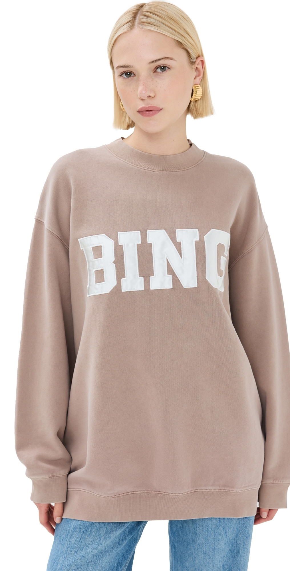 ANINE BING Tyler Satin Bing Sweatshirt Purple L | Shopbop