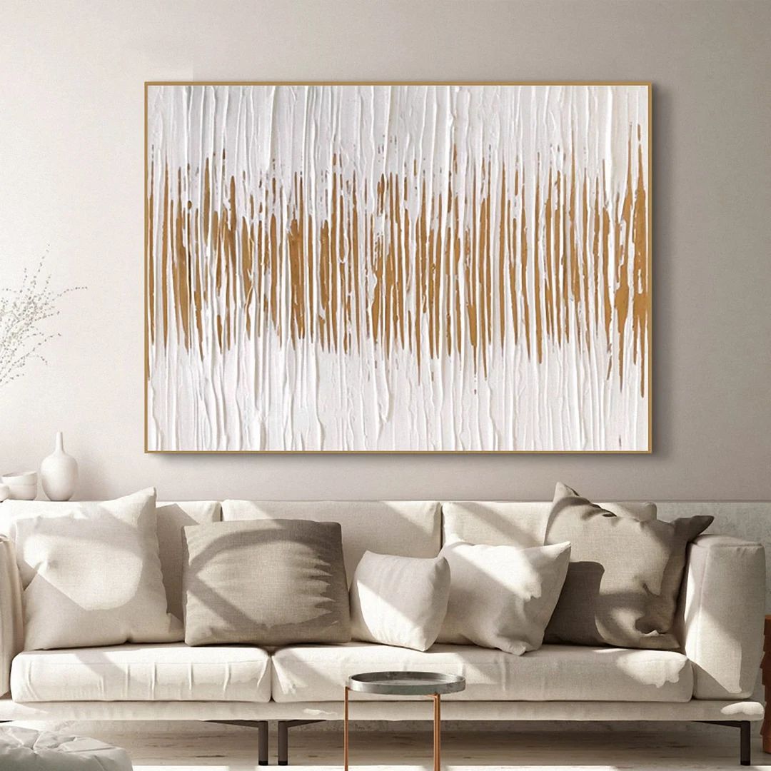 Gold White Abstract wall art painting Living room wall decor art Minimalist wall art 3D Textued A... | Etsy (CAD)
