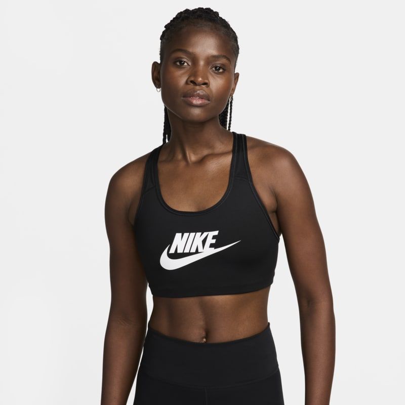 Nike Classic Swoosh Futura Women's Medium Support Sports Bra - Black | Nike (UK)