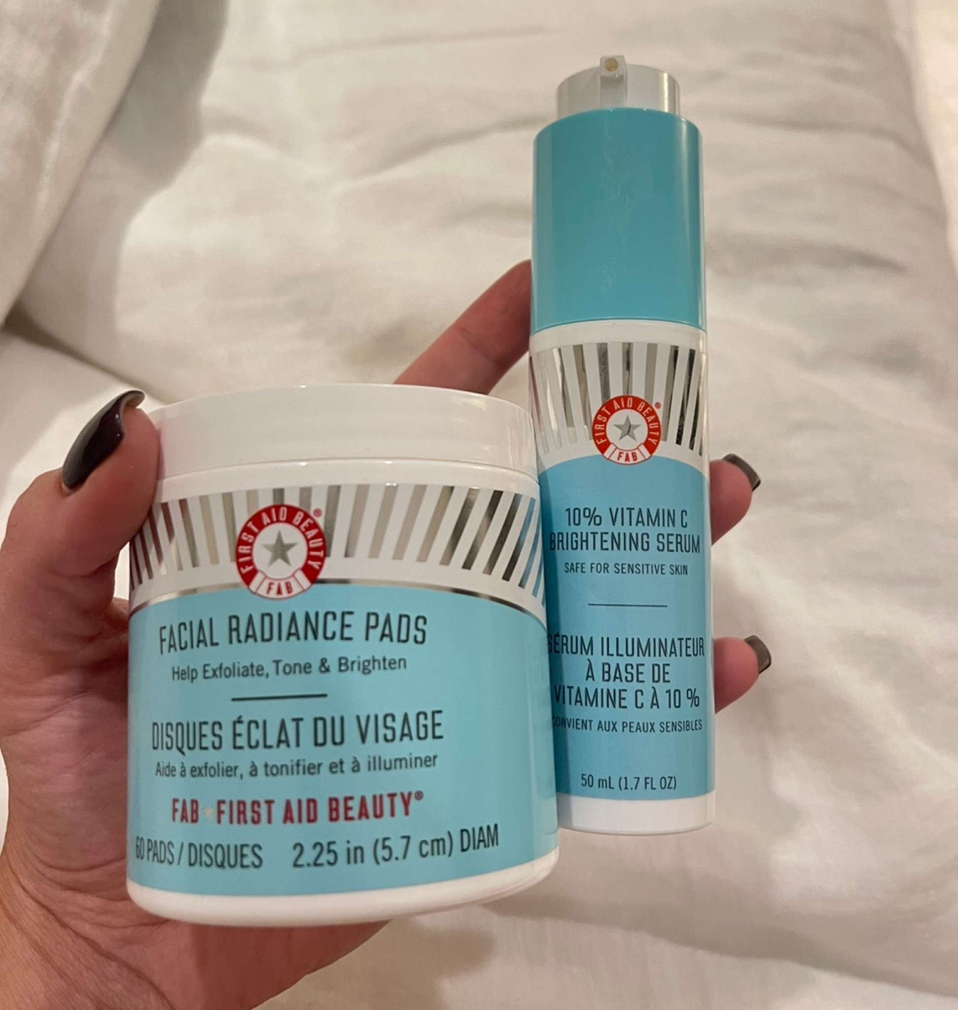 My current skincare obsesssssions!! If you haven’t tried these facial radiance pads, you need! Makes makeup go on so smooth; I use both products morning and night or before makeup routine..game changer 😍 First Aid Beauty is a pregnancy fav because it’s clean and they also always have good gift sets/bundles at great price points!

#LTKHoliday #LTKunder50 #LTKbeauty