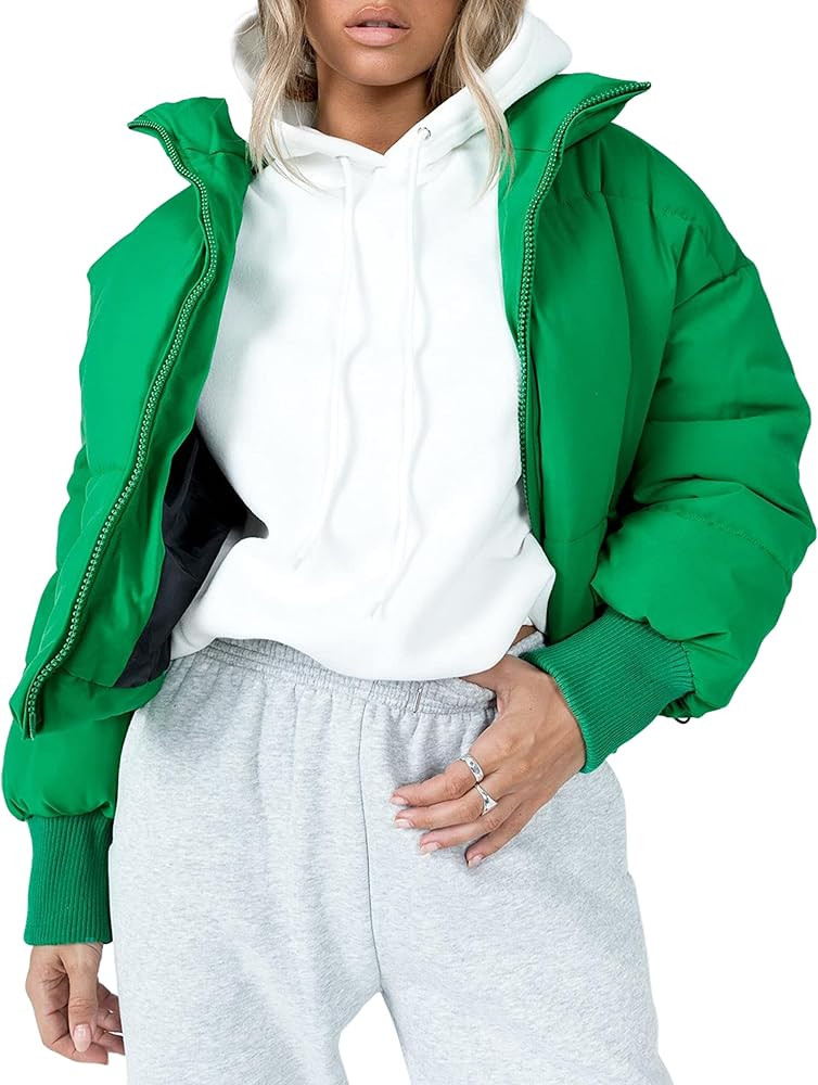 Lianlive Womens Cropped Puffer Jacket Winter Oversized Black Short Quilted Padded Jackets Puffy O... | Amazon (US)