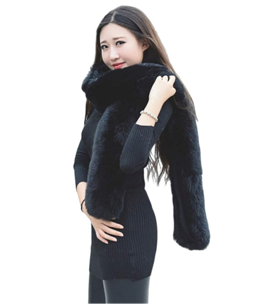 Long Men Women Faux Fur Collar Winter Warm Wrap Stole Scarf Shawl Shrug | Amazon (US)