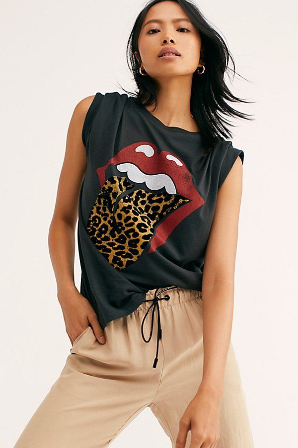 Stones Flocked Leopard Tongue Tee by Daydreamer at Free People | Free People (Global - UK&FR Excluded)