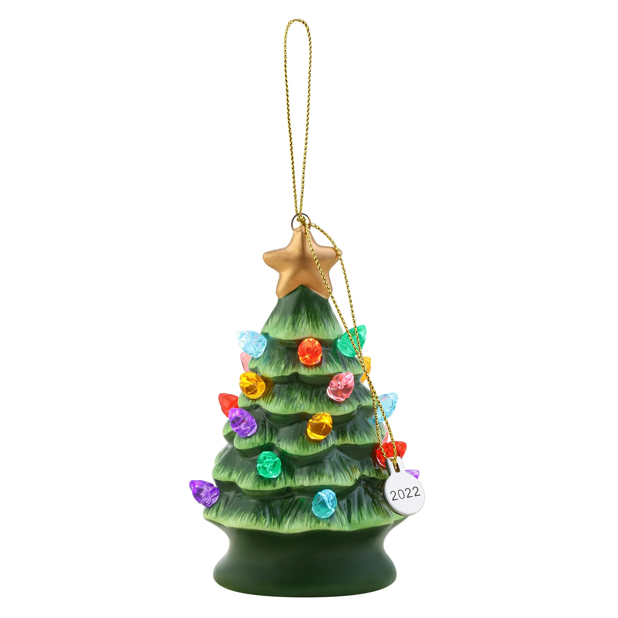 Mr. Christmas 4" Nostalgic Ceramic Lit Tree Ornament Decoration, Green | Walmart (US)