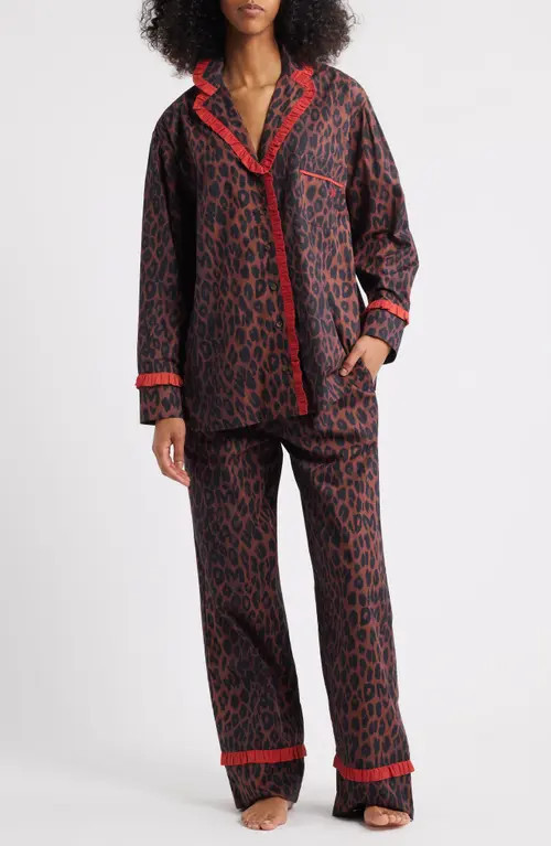 Damson Madder Antonia Leopard Print Pajamas at Nordstrom, Size 12 Us | Nordstrom