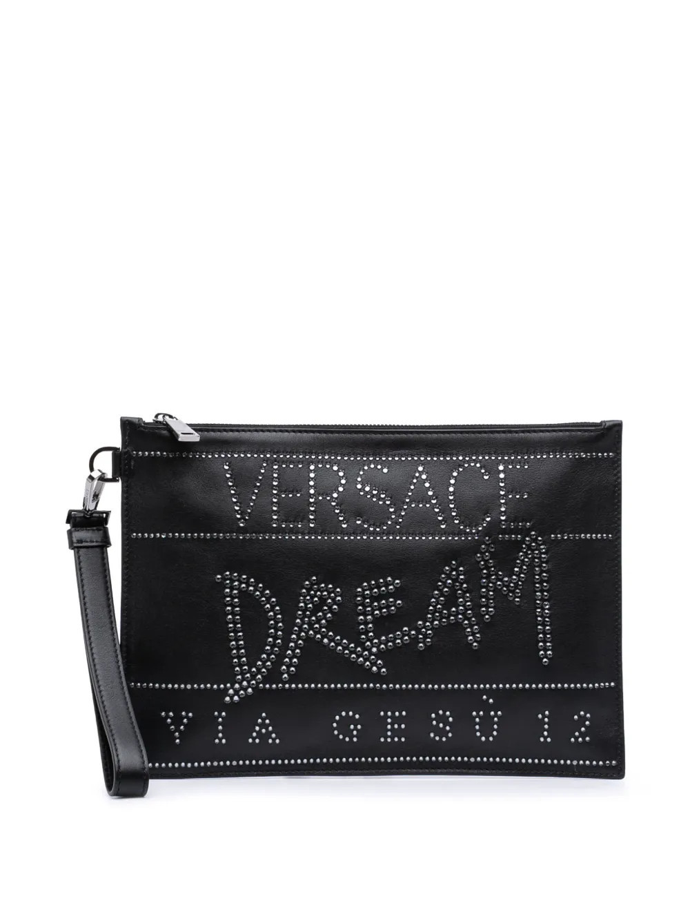 Versace Pre-Owned 2010-2026 Crystal Embellished Leather clutch bag - Black | Farfetch Global