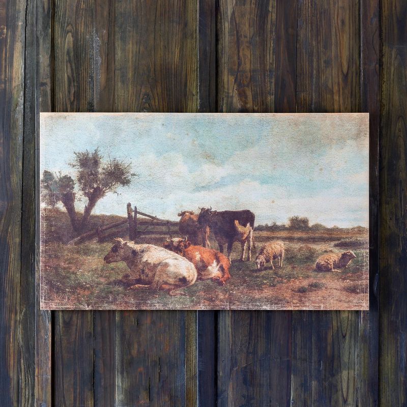 Park Hill Collection Cows In Pasture Print On Canvas | Target