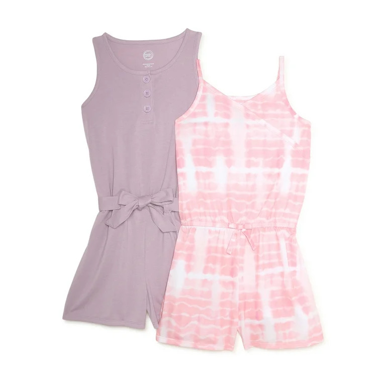 Wonder Nation Girls Sleeveless Knit Romper, 2-Pack, Sizes 4-18 & Plus | Walmart (US)