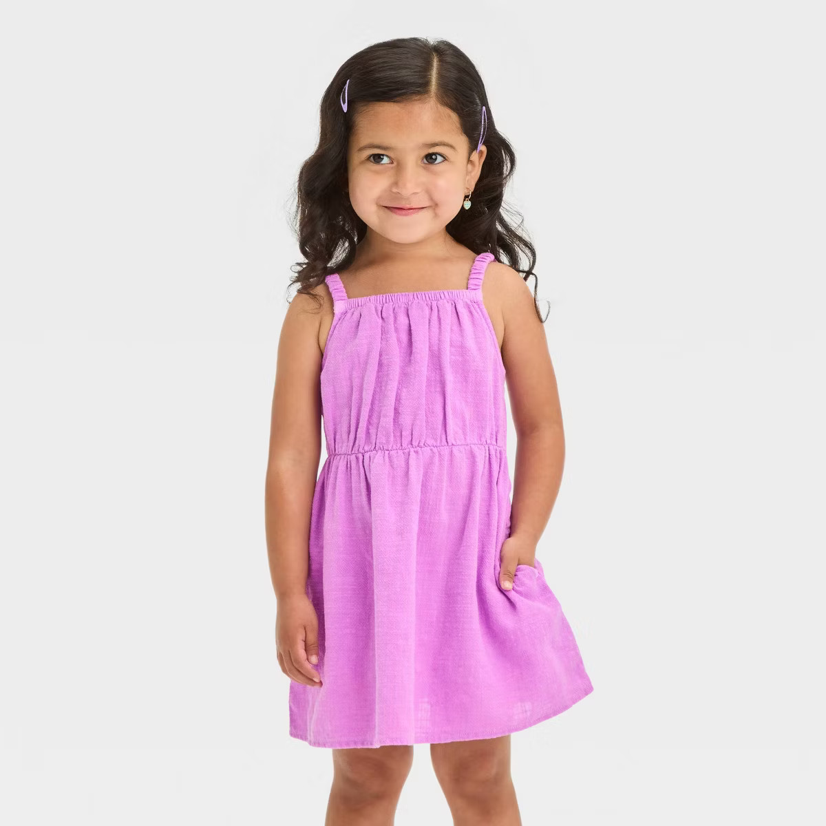 Toddler Girls' Gauze Dress - Cat & Jack™ Neon Purple 3T | Target