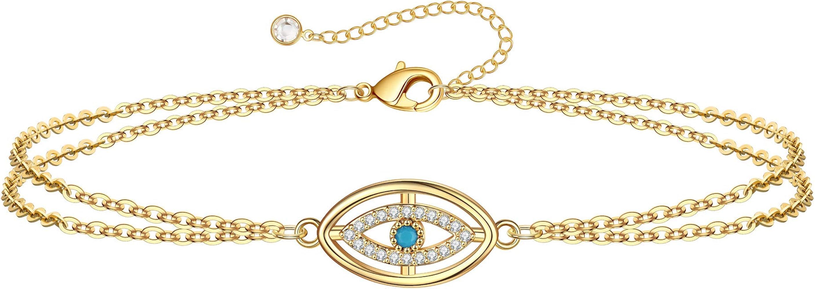 Yoosteel Layered Gold Bracelets for Women, 14K Gold Filled Layering Oval Chain Bracelet Handmade ... | Amazon (US)