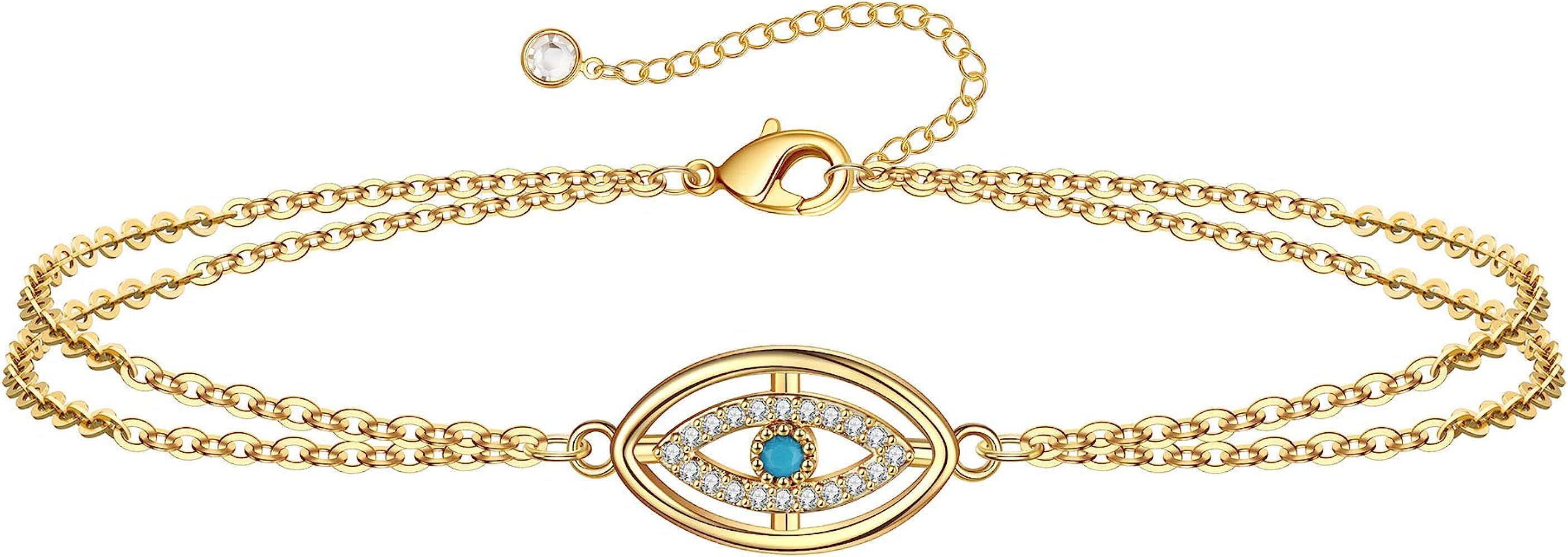 Yoosteel Layered Gold Bracelets for Women, 14K Gold Filled Layering Oval Chain Bracelet Handmade ... | Amazon (US)