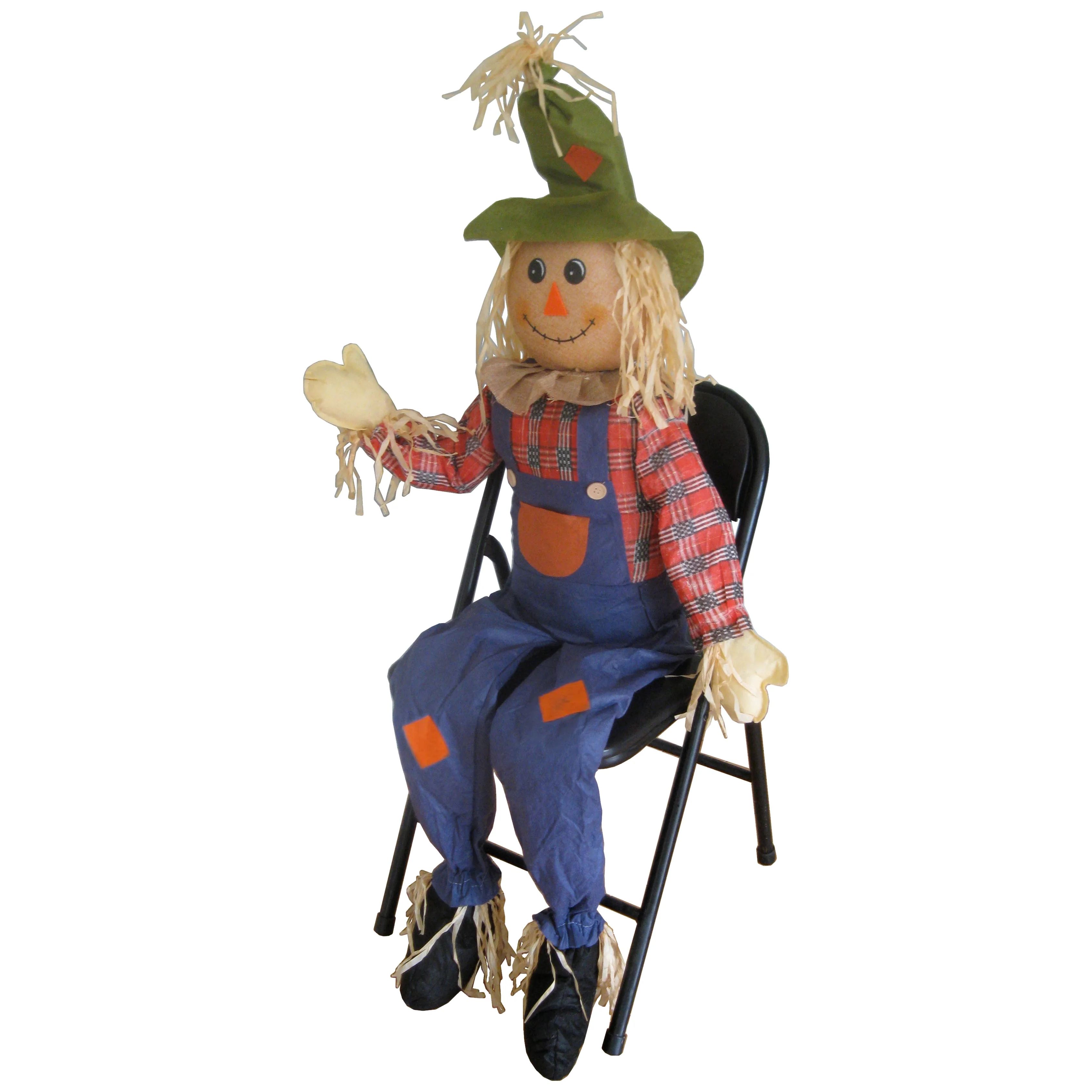 63" Large Scarecrow Sitting Fall Halloween Autumn Harvest Outdoor Porch Decor Decoration Prop 5' | Walmart (US)