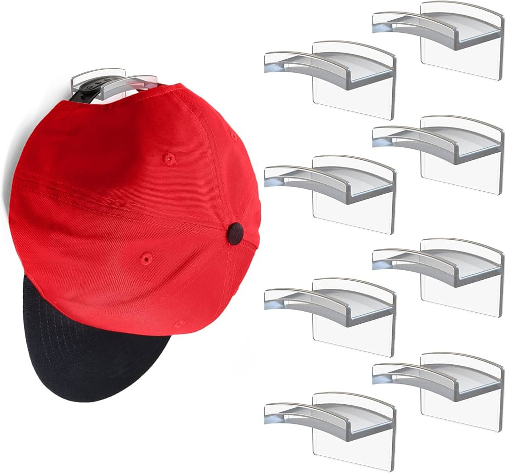 Modern JP Adhesive Hat Hooks for Wall (8-Pack) - Minimalist Hat Rack Design, No Drilling, Strong ... | Amazon (US)