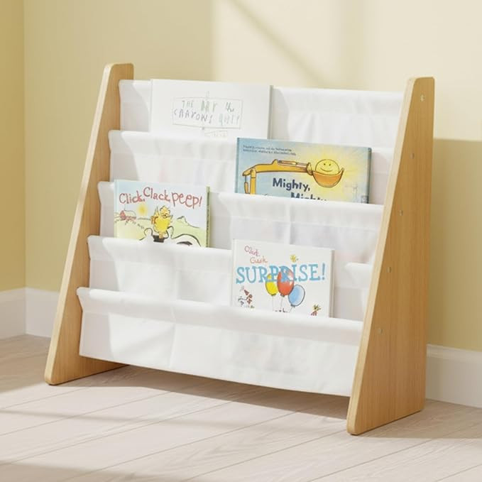 Humble Crew 4-Tier Kids Bookshelf, Natural Wood/White - Premium Book Shelf for Kids Rooms with Fo... | Amazon (US)