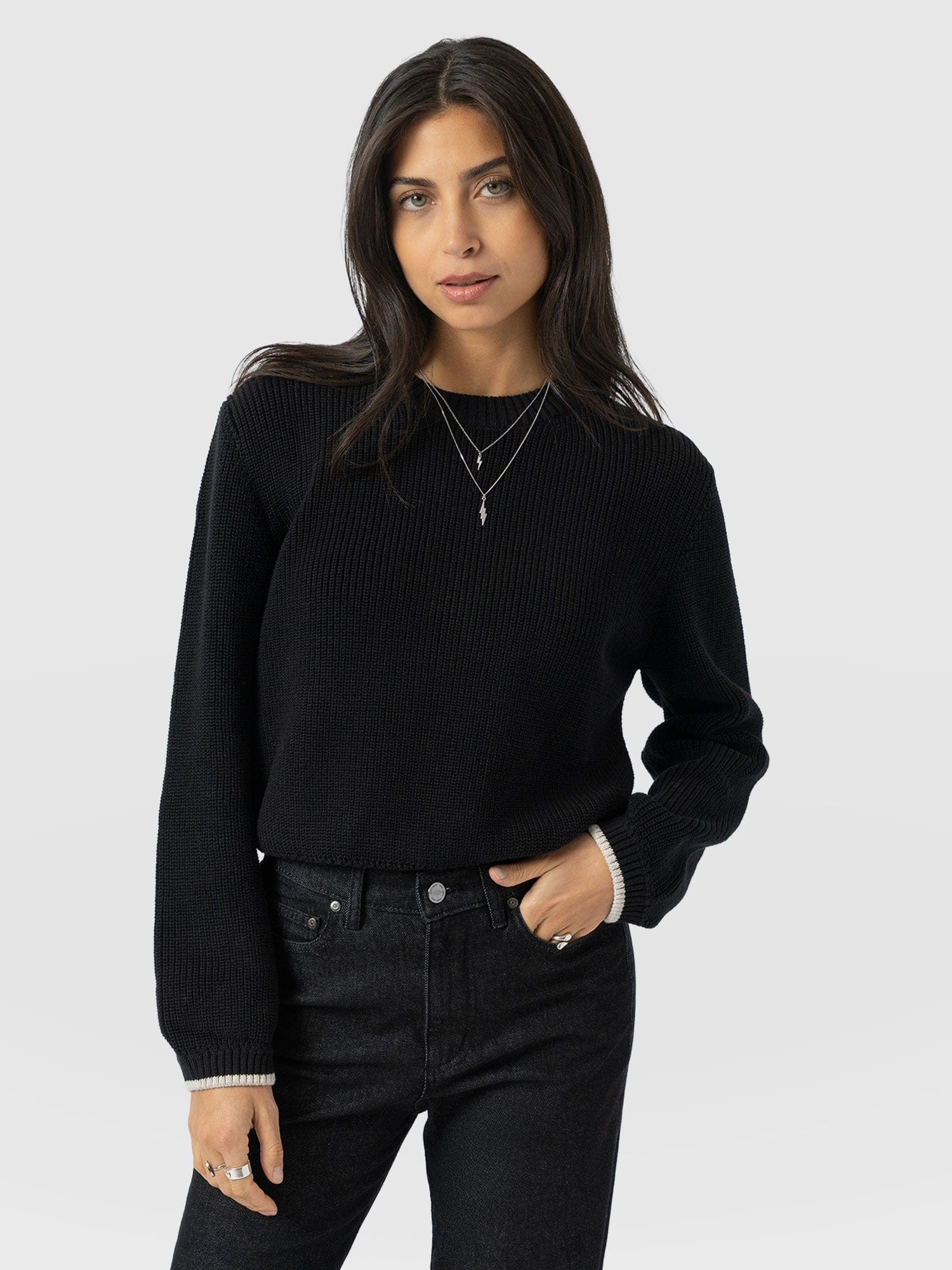 Remy Crop Sweater - Black | Saint + Sofia