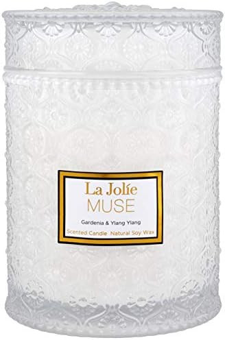 Gardenia & Ylang Ylang Scented Candle, Soy Candle for Home, Large Glass Jar Candle Gift, Long Bur... | Amazon (US)