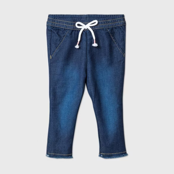 Baby Girls' Raw Edge Hem Long Denim - Cat & Jack™ Medium Wash | Target