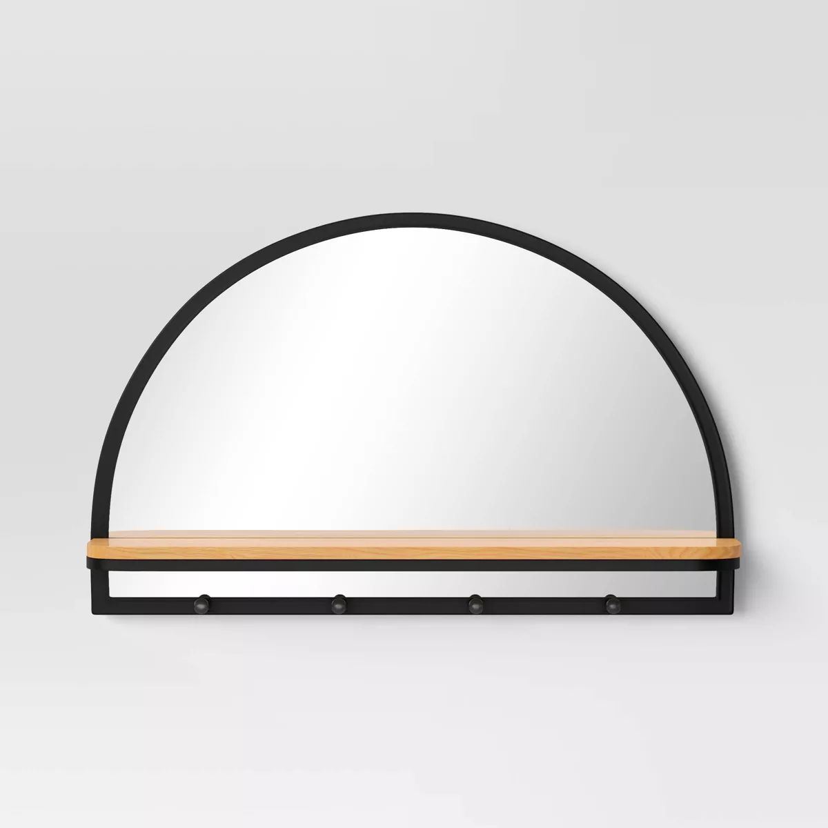 24"x15" Arch Wall Mirror with Shelf and Pegs Brown/Black - Threshold™ | Target