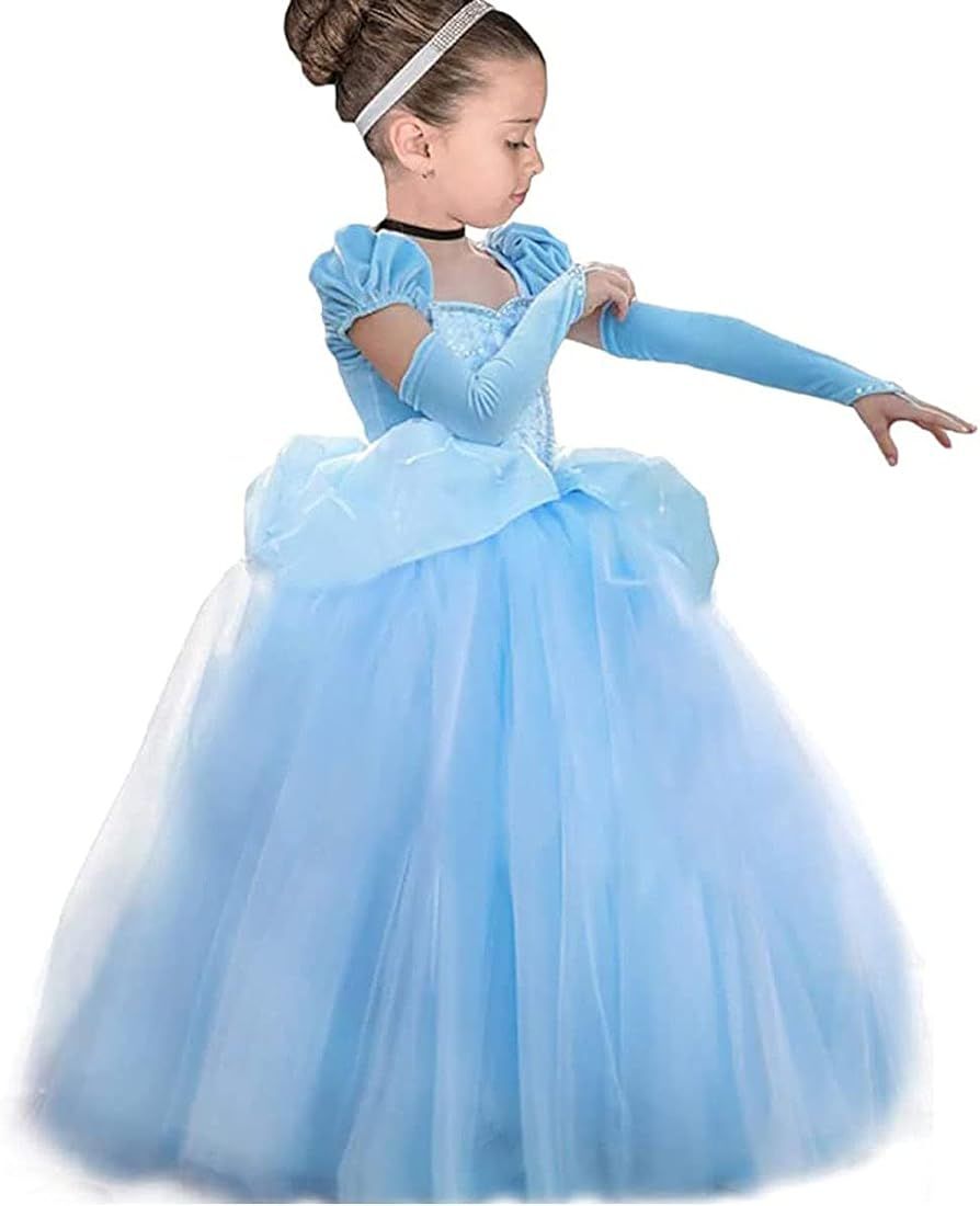 YESNID Girls Cinderella Princess Dress Costume Toddler Ball Gown Halloween Party Cosplay 2-13T | Amazon (US)