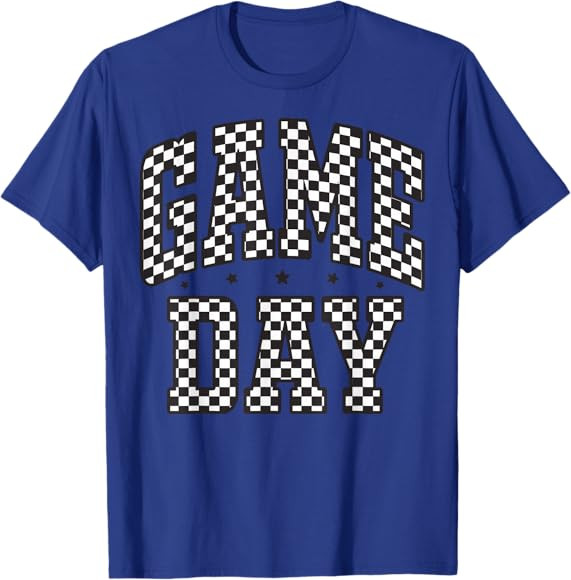 Funny Checkered Game Day Football Black White Gift Women T-Shirt | Amazon (US)