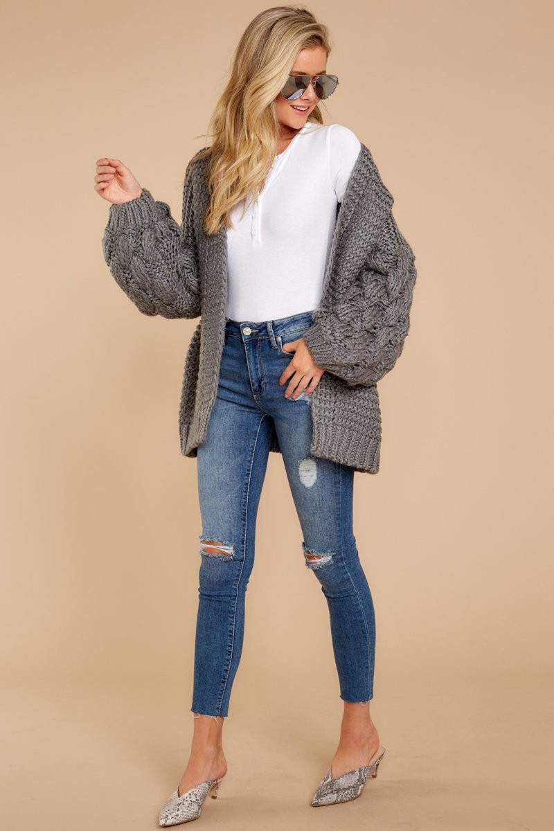 Take The Comfort Charcoal Grey Cardigan | Red Dress 